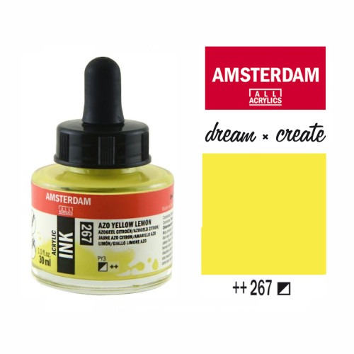 Туш акриловая AMSTERDAM INK (267) Желтый лимонный, 30 мл, Royal Talens