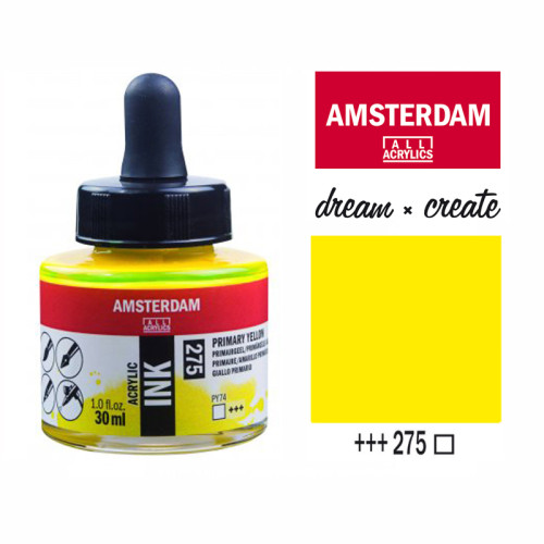 Туш акриловая AMSTERDAM INK (275) Первичный желтый, 30 мл, Royal Talens