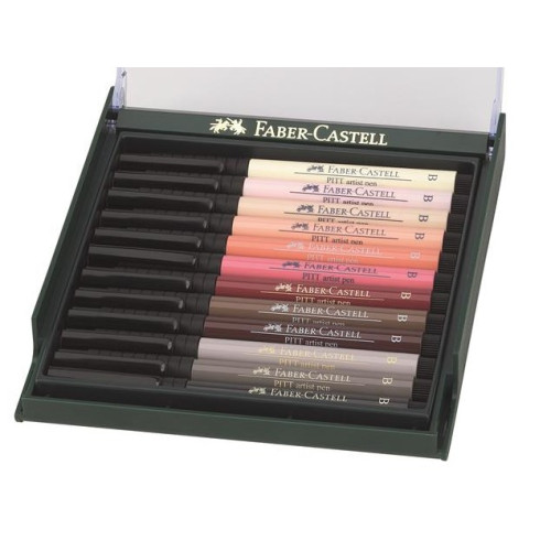 Ручка капілярна Faber-Castell PITT в наборі 12 шт. тілесні кольори 267424