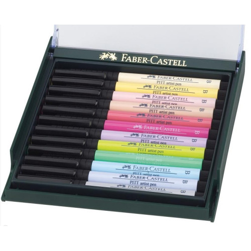 Ручка капиллярная Faber-Castell PITT в наборе 12 шт пастельные цвета 267420