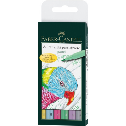 Лайнеры Faber-Castell PITT artist pen B 6 цветов Пастельные оттенки 167163