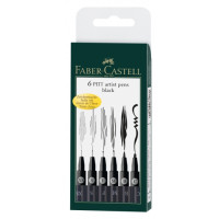 Лайнеры Faber-Castell PITT artist pen 6 черных цвета XS,S,F,M,B,C 167116