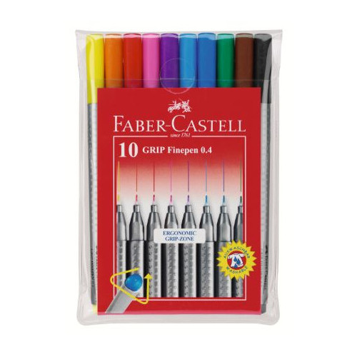 Лінер Faber-Castell набір 10 кол. Grip fine pen 0,4 мм 151610