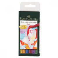 Набір капілярних ручок пензликів Faber-Castell PITT Artist Pens Brush Basic, 6 кольорів, 167103