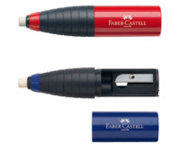 Точилка з вбудованим гумкою Faber-Castell синя / червона, 184401