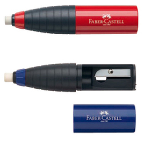 Точилка Faber-Castell, точилка-ластик красная синяя 184401
