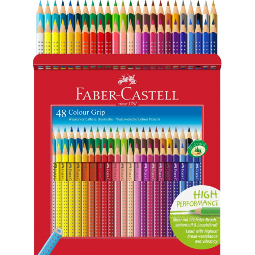 Акварельні кольорові олівці Faber-Castell Grip 48 кольорів в картонній коробці, 112449