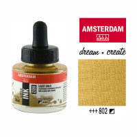 Туш акриловая AMSTERDAM INK (802) Золотой светлый, 30 мл