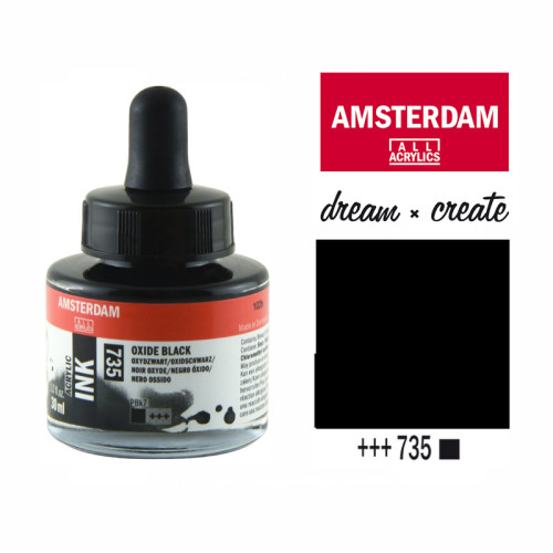 Туш акриловая AMSTERDAM INK (735) Оксидный черный, 30 мл, Royal Talens