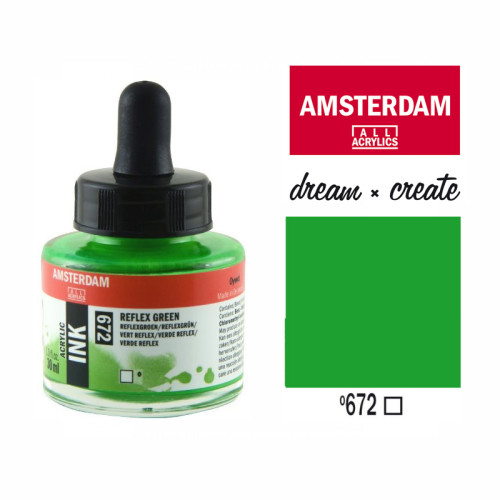 Туш акрилова AMSTERDAM INK (672) Дзеркальний зелений, 30 мл, Royal Talens