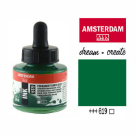 Туш акриловая AMSTERDAM INK (619) Перм. зеленый темный, 30 мл, Royal Talens