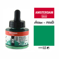 Туш акриловая AMSTERDAM INK (615) Изумрудно зеленый, 30 мл, Royal Talens