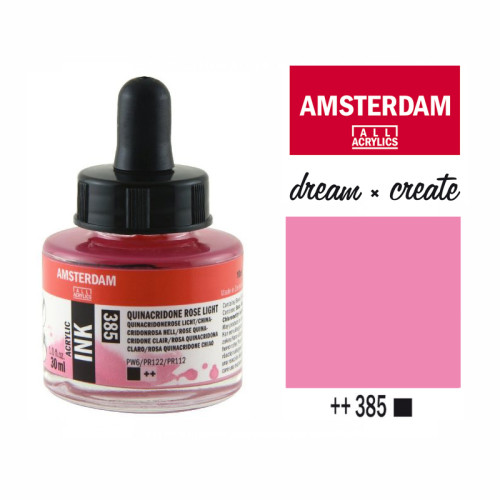 Туш акриловая AMSTERDAM INK (385) Хинакридон розовый светлый, 30 мл, Royal Talens