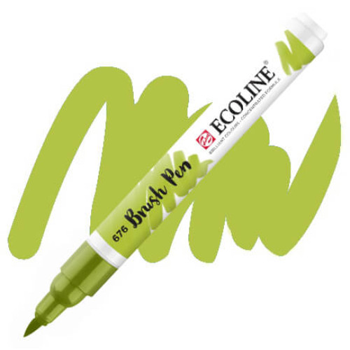 Пензель-ручка акварельна Ecoline Brush pen №676 Зелений трав'яний