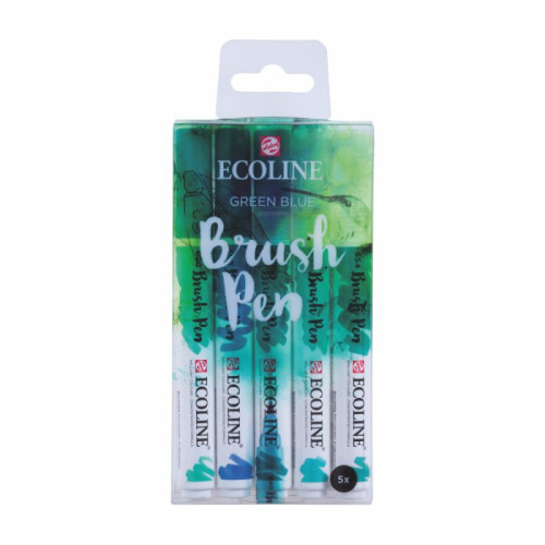 Набір кистей-ручок Ecoline Brushpen GREEN BLUE 5 кол. Royal Talens