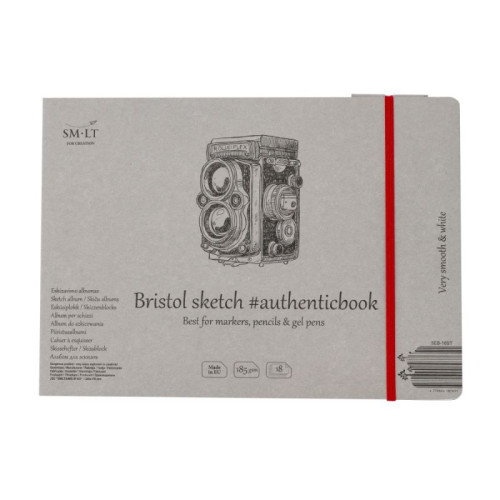 Альбом для ескізів AUTHENTIC (Bristol) А5 (24,5х17,6см) 185 г/м2 18 л білий гладкий папір SMILTAINIS - 5EB-18ST