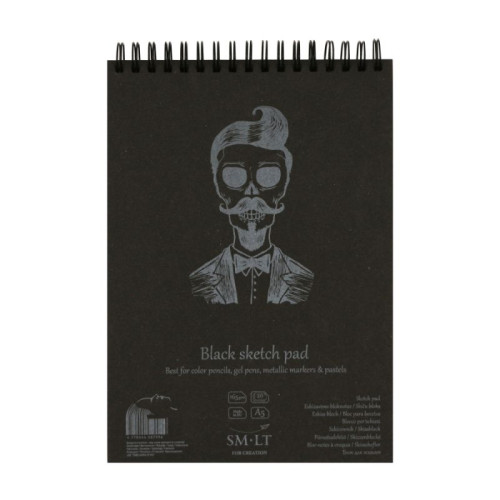 Альбом для малюнка на спіралі AUTHENTIC А5 165 г/м2 20 л чорний папір SMILTAINIS