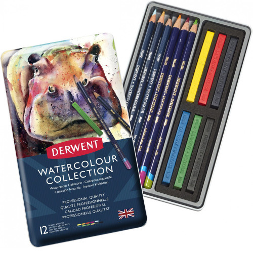 Набор акварельных карандашей Watercolour Collection 12 предметов в металле Derwent