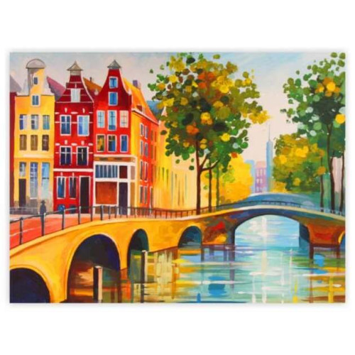 Полотно на картоні з контуром, Міста Амстердам, 30х40, бавовна, акрил, ROSA START
