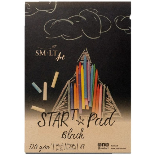 Склейка для рисунка STAR T А4 120 г/м2 20 л черная бумага SMILTAINIS