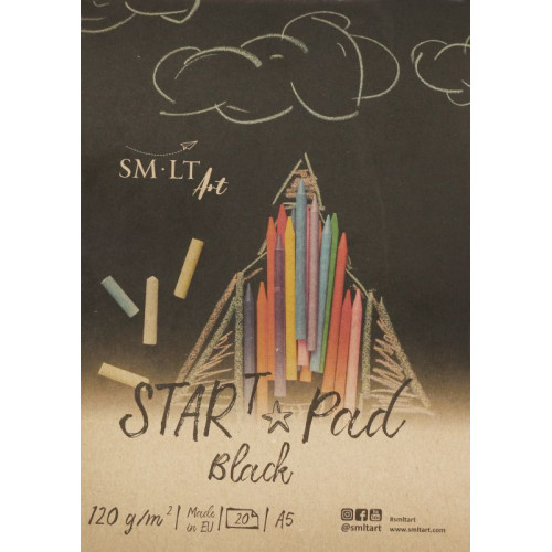 Склейка для рисунка STAR T А5 120 г/м2 20 л чёрная бумага SMILTAINIS