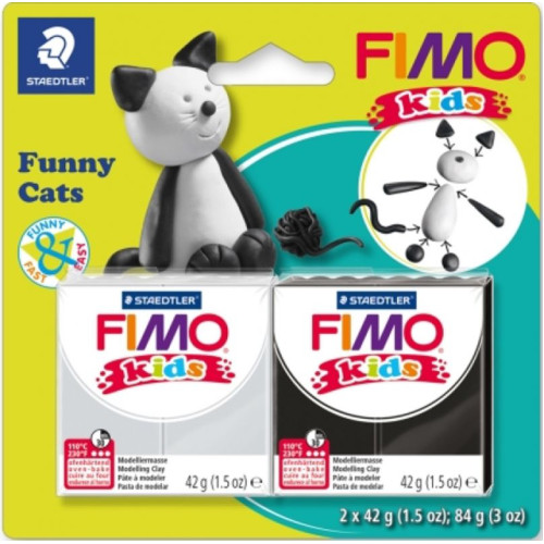 Набір Fimo Kids «Смішний котик» 2 кольори по 42 гр