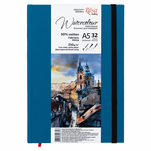 Блокнот для акварели ROSA Gallery A5, 250г/м2, 32 листа Unica Fabriano 169153008