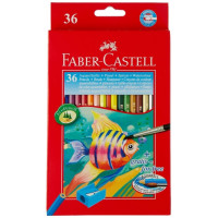 Акварельні олівці Faber-Castell 36 кольорів в картонній коробці з точилкою і пензликом, 114437