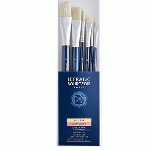 Пензлі щетина в наборі Lefranc Fine Hog bristle Brushes Set (щетина, 6 шт #6, 12, 16, 24, 6, 12) 810107