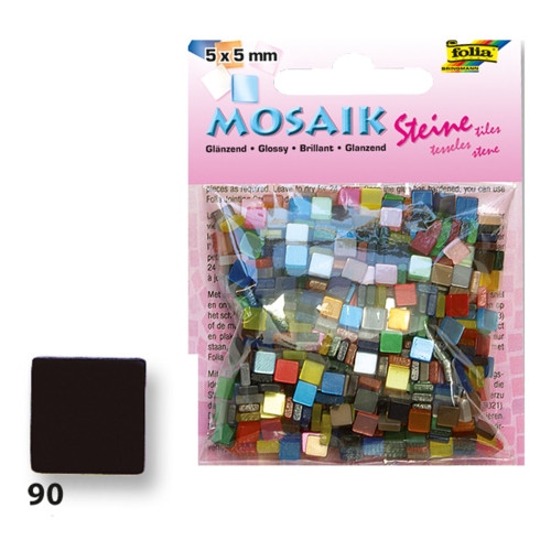 Мозаїка Folia Gloss 45 гр, 5x5 мм 700 шт №90 Чорний 59190