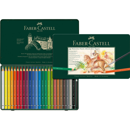 Акварельні олівці Faber-Castell Albrecht Дюрера MAGNUS 24 кольору, в металевій коробці, 116924