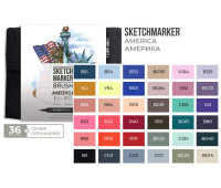 Маркери набір SketchMarker Brush Америка 36 шт, SMB-36AMER