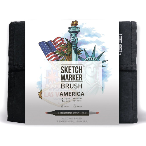 Маркеры набор SketchMarker Brush Америка 36 шт, SMB-36AMER