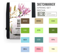 Маркери набір SketchMarker Brush Весна 12 шт, SMB-12SPRNG