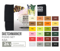 Маркеры набор SketchMarker Brush Еда 24 шт, SMB-24FOOD