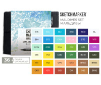 Маркери набір SketchMarker Brush Мальдіви 36 шт, SMB-36MALD
