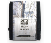 Маркеры набор SketchMarker Brush Серые тона 12 шт, SMB-12GRAY