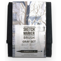 Маркеры набор SketchMarker Brush Серые тона 12 шт, SMB-12GRAY