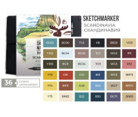 Маркеры набор SketchMarker Brush Скандинавия 36 шт, SMB-36SCAND