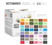 Набор маркеров SketchMarker Asia style - Азиатский стиль 48 шт. (В пластик. Кейсе), SM-48ASIA