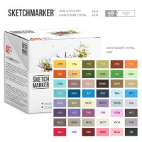 Набор маркеров SketchMarker Asia style - Азиатский стиль 48 шт. (В пластик. Кейсе), SM-48ASIA