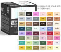 Набір маркерів SketchMarker Brush Shabby Chic style - Шеббі Шик 48 шт. (Пласт. Кейс), SMB-48SHABB
