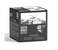 Набор маркеров SketchMarker Brush Hi Tex Style - Хай тек 48 шт. (В пластик. Кейсе), SMB-48HITEX