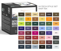 Комплект маркерів SketchMarker Brush Hi Tex Style - Хай тек 48 шт. (В пластик. Кейсі), SMB-48HITEX