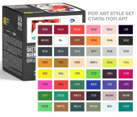Комплект маркерів SketchMarker Brush Pop Art Style - Поп Арт 48 шт. (В пластик. Кейсі), SMB-48POPART