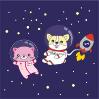 Розмальовка контурів Космічні друзі 20*20 см ROSA KIDS