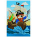 Холст на картоне с контуром, Мультфильм №31 Пират на корабле 20х30, хлопок, акрил, ROSA START