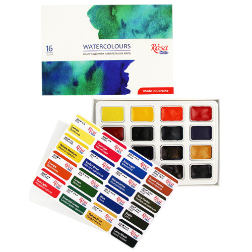 Набор акварельных красок 16 цветов ROSA Studio 340204 (ВЫВЕДЕНЫ ИЗ АССРТИМЕНТА)