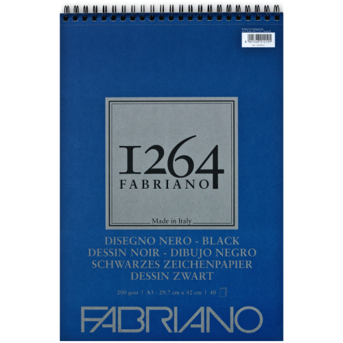 Альбом для малюнка на спіралі 1264 А3 200 г/м2 40 л чорні листи Fabriano