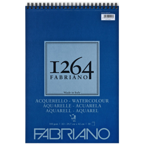 Альбом для акварелі на спіралі 1264 А3 300 г/м2 30 л 25% бавовни Fabriano - хол. прес.